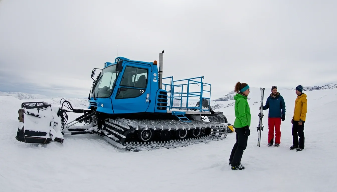 Grupo de cat skiing curtindo descidas no backcountry