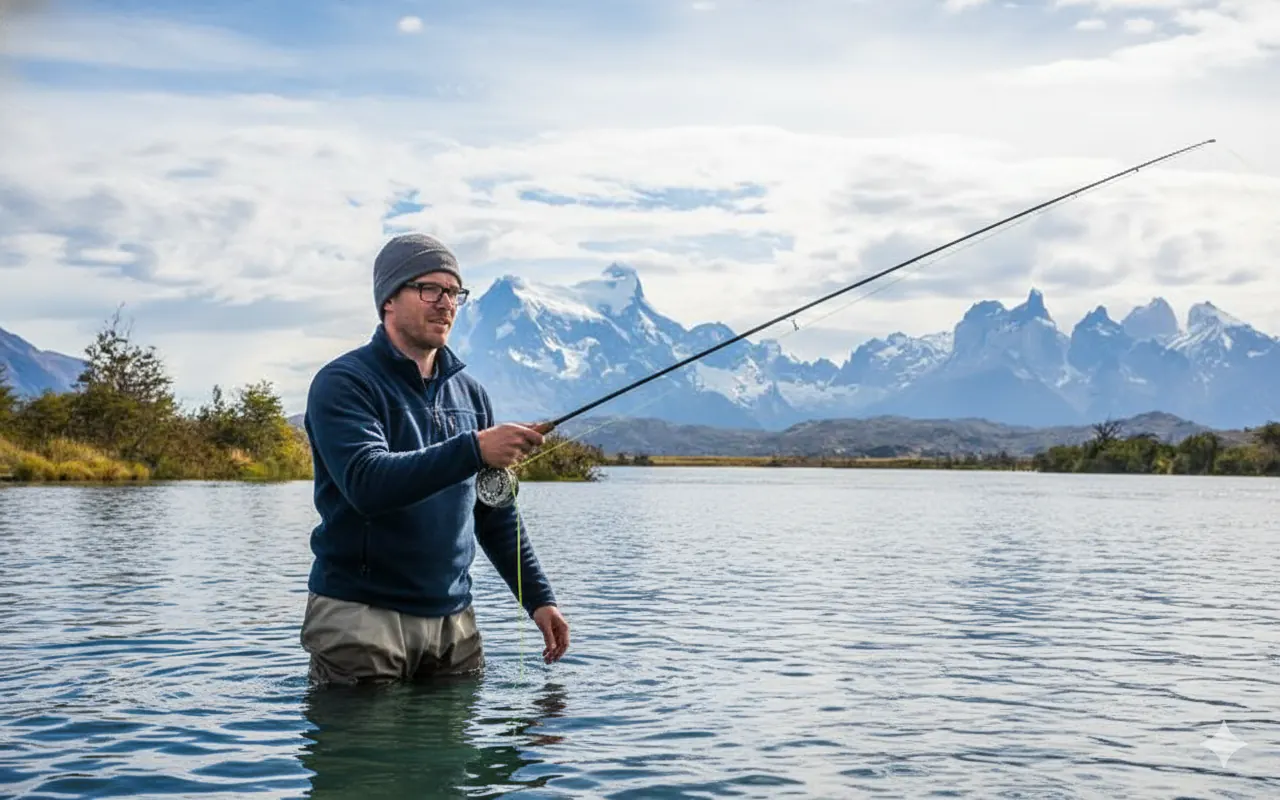 Expert guide demonstrating fly casting technique