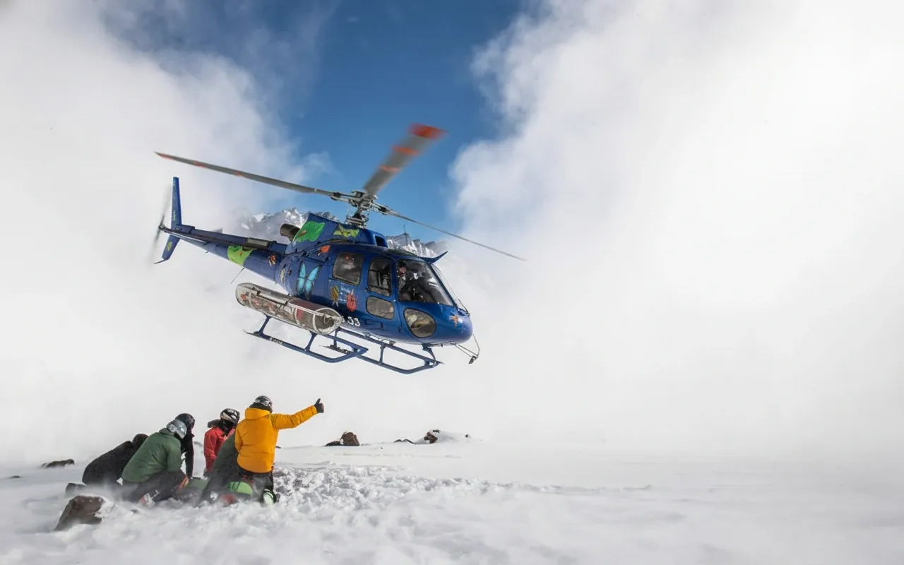 Heli-skiing in the Andes mountains