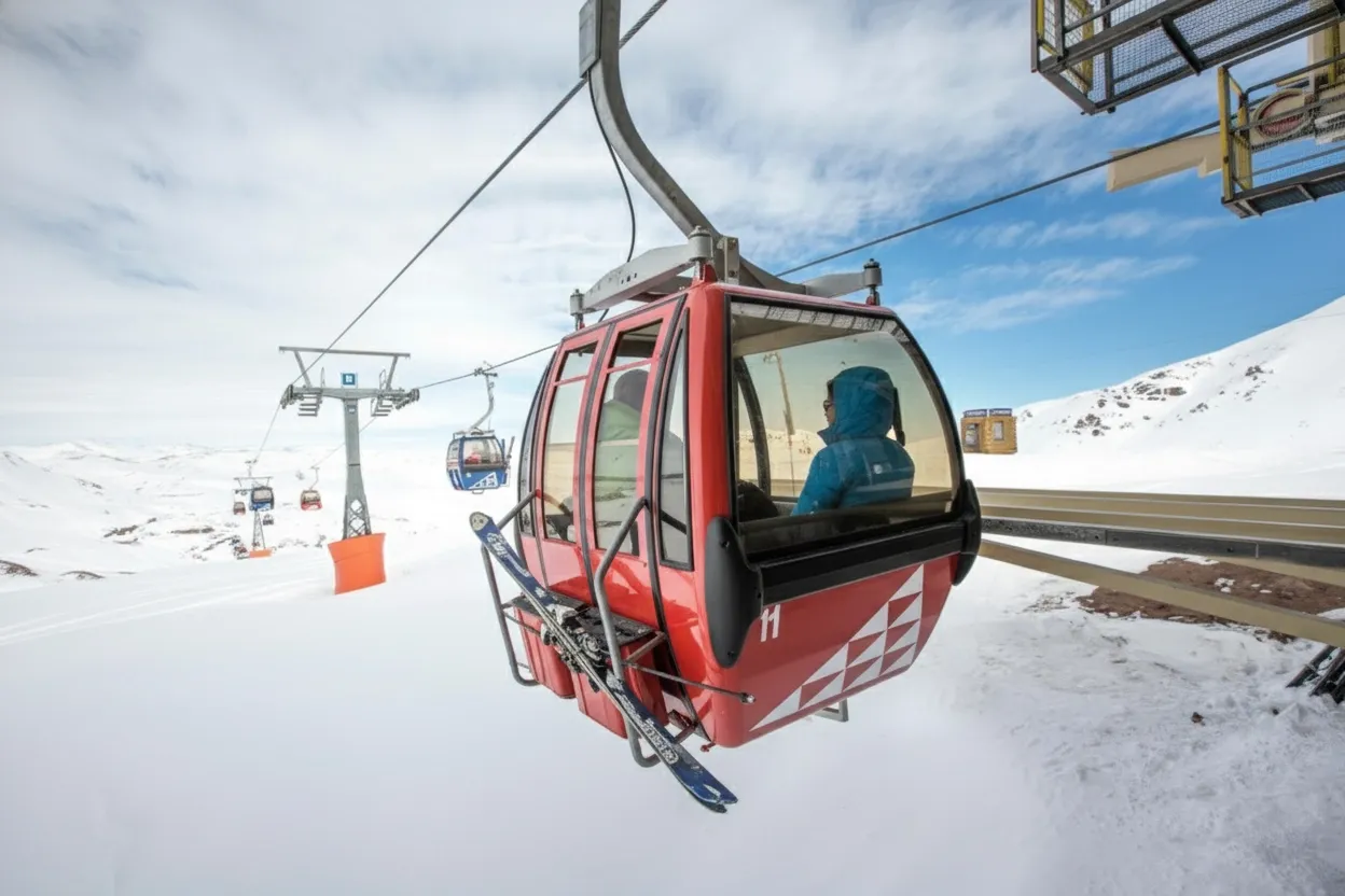 Gondola ride at Valle Nevado ski resort