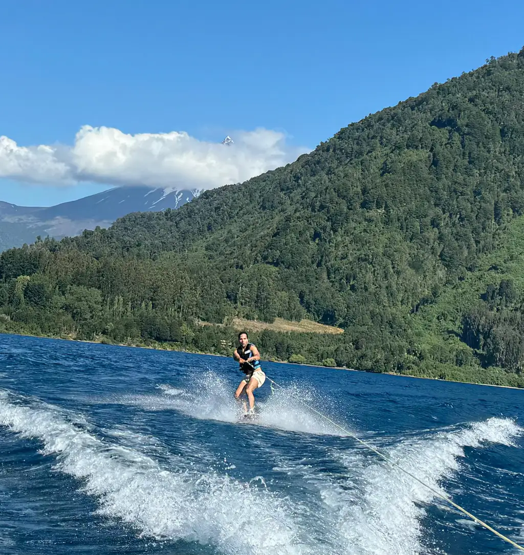 Lakefront resort with mountain backdrop in Patagonia