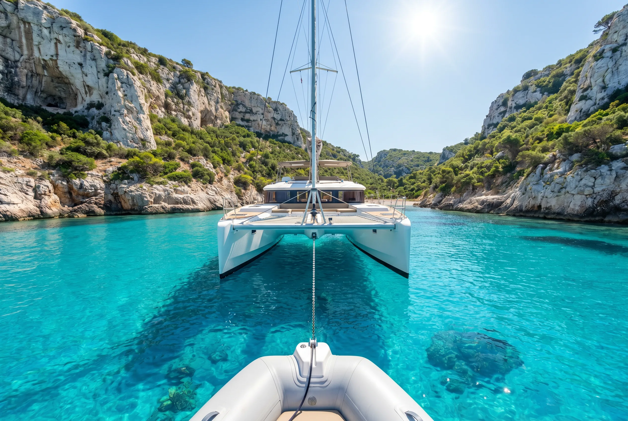 Marine BBQ grill on catamaran deck