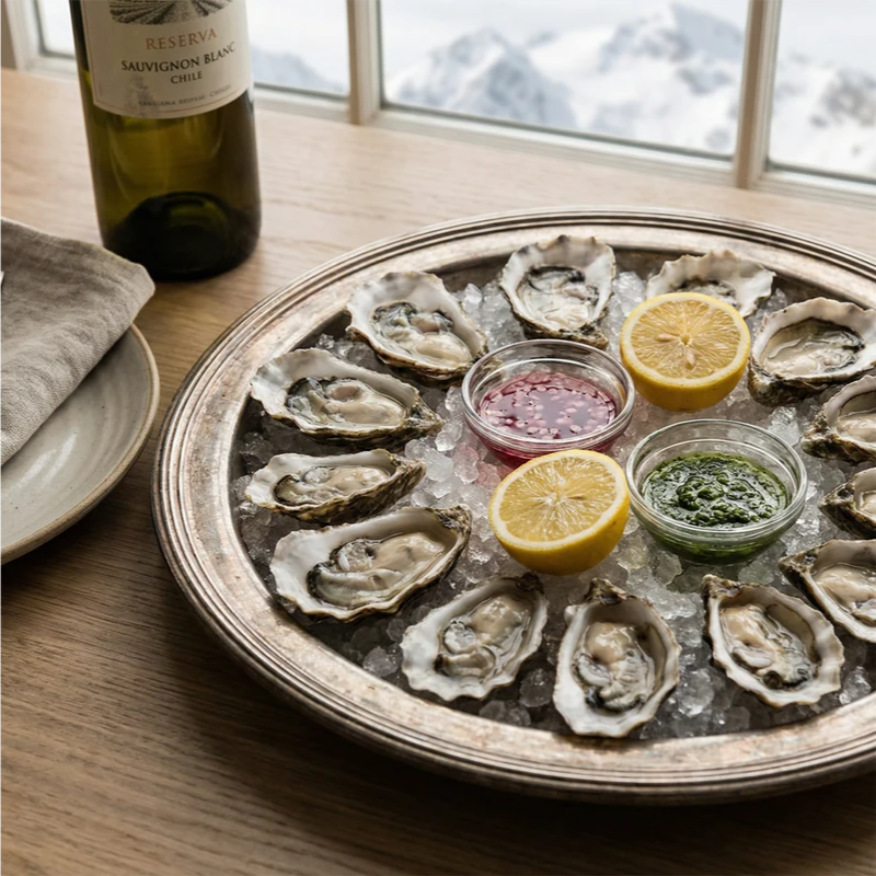 Fresh Chilean oysters and seafood platter
