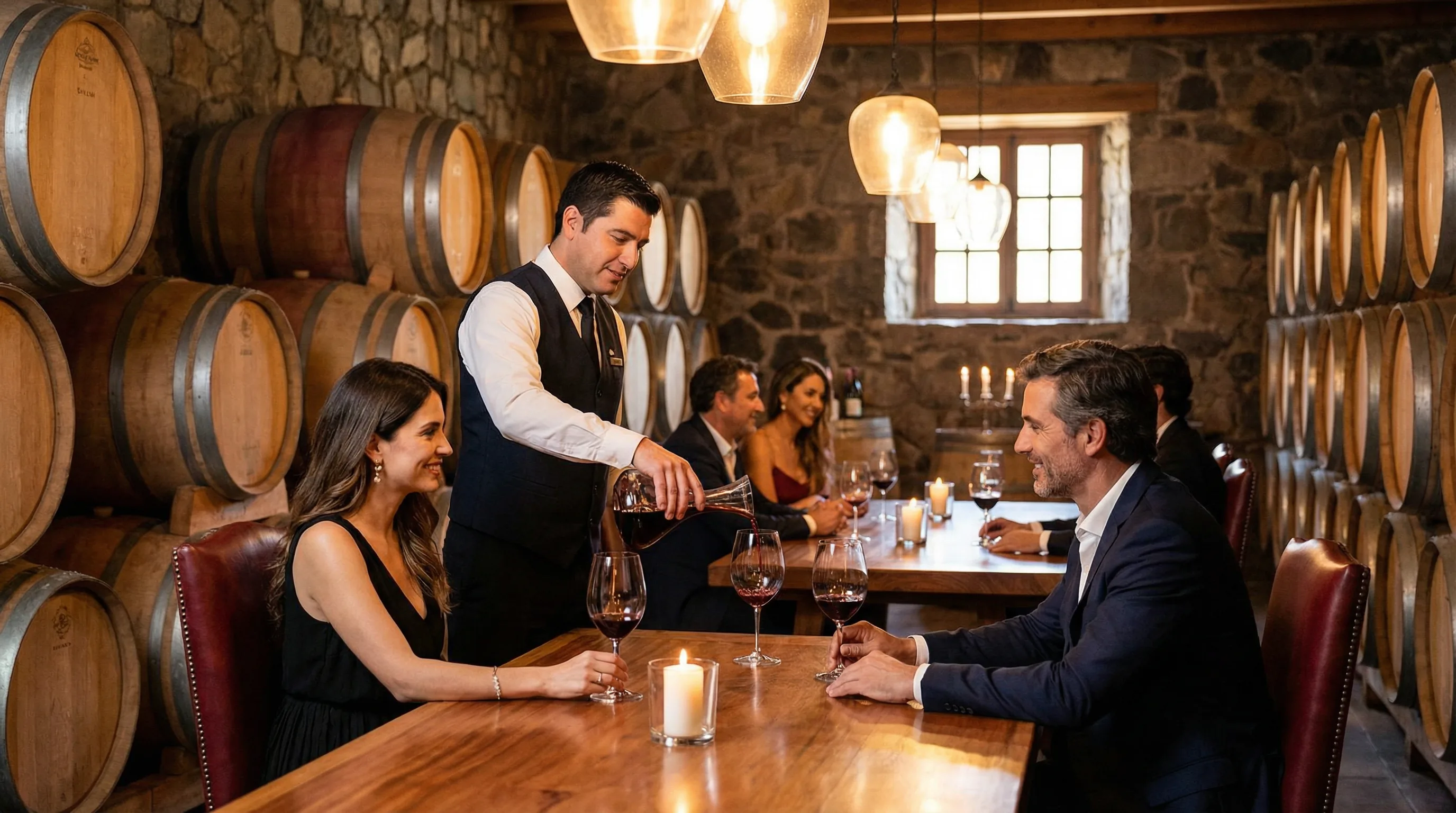 Wine barrel cellar at Vina Montes